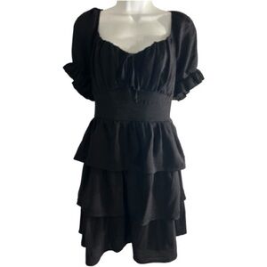 Inspired Hearts Black Ruffle Mini Dress